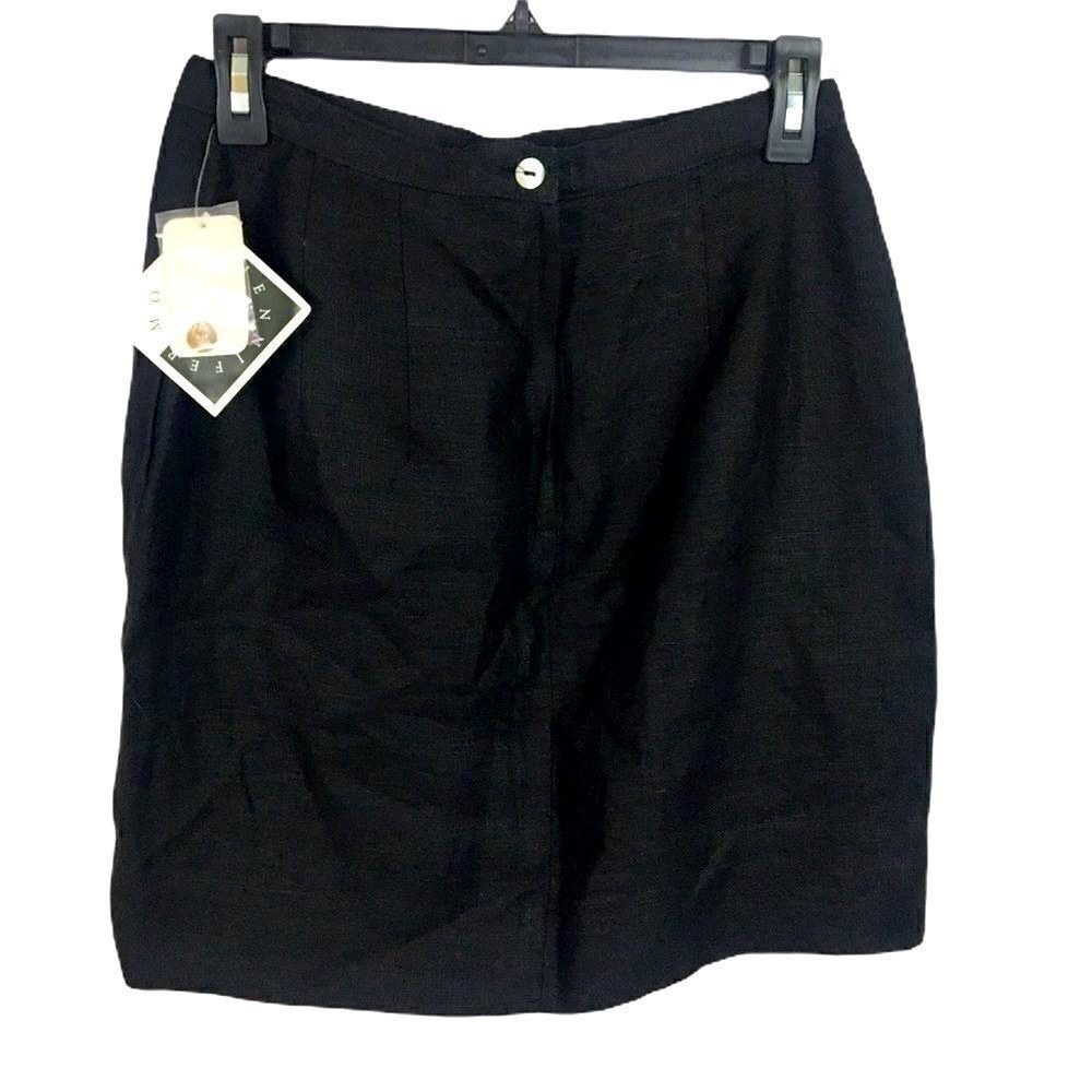 Jennifer Moore black Linen mini skirt 8